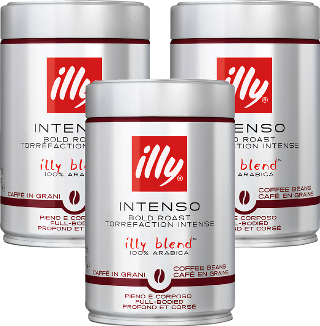 illy 意利咖啡 深培咖啡豆 全豆 無研磨, 咖啡豆(無研磨), 250g, 3罐