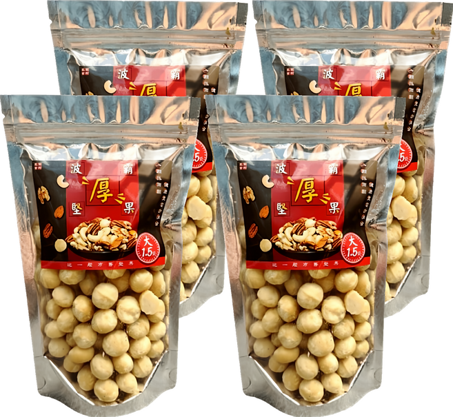 品鮮生活 波霸堅果特大原味夏威夷果, 4包, 300g