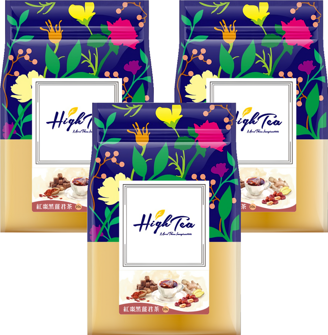 High Tea 伂橙 紅棗黑薑君茶 26g x 10包 - 無咖啡因、暖身驅寒、獨立茶包, 3袋