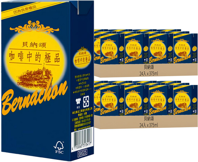 貝納頌 原味拿鐵, 375ml, 48入