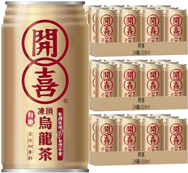 開喜 凍頂烏龍茶 有糖, 318ml, 72罐