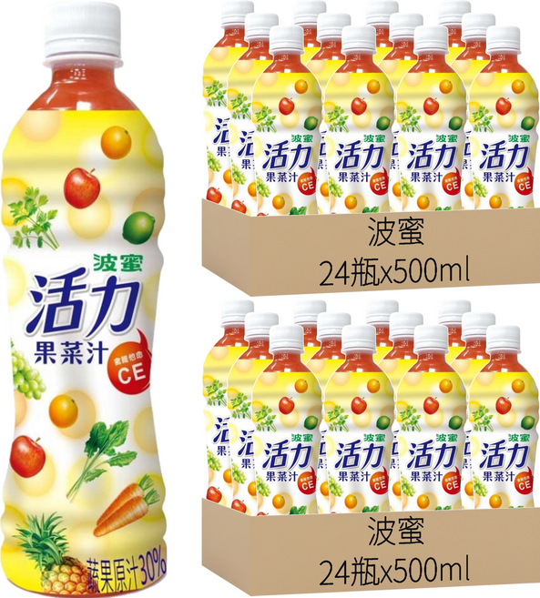 波蜜 活力果菜汁, 500ml, 48瓶