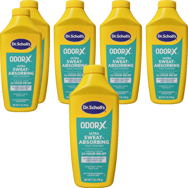 Dr. Scholl's 爽健 Odor-X 超乾爽足粉, 6個, 198g, 1個裝