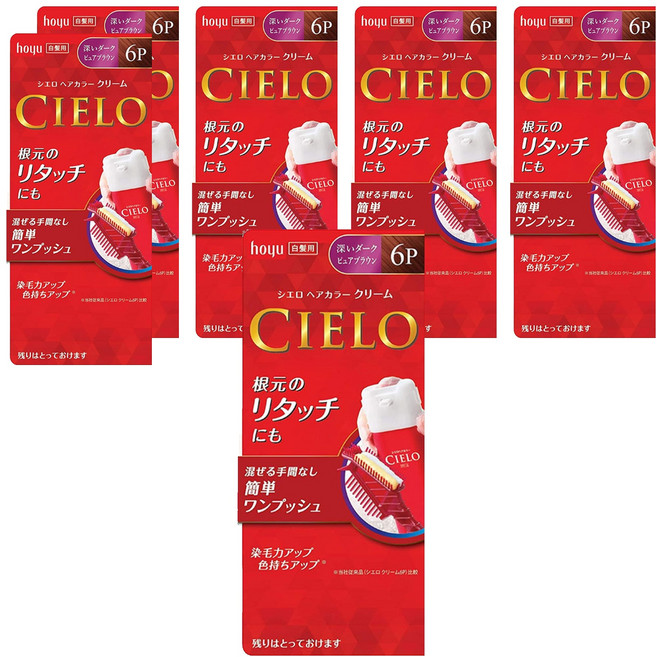 CIELO 宣若 EX 染髮霜 簡單一按 白髮用, 6P 深紅棕, 6盒