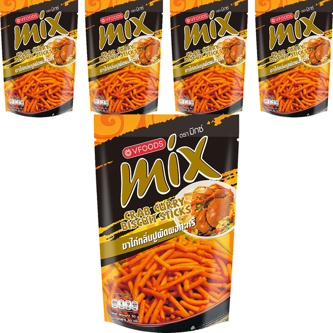 VFOODS Mix 餅乾條 咖哩螃蟹味, 60g, 5包