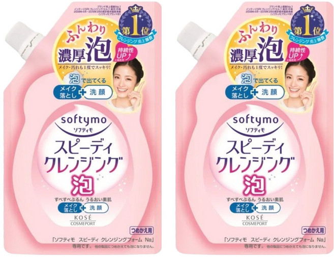 KOSE 高絲 softymo 絲芙蒂 泡沫瞬淨卸粧洗顏慕絲補充包, 2包, 170ml