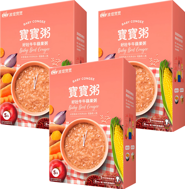 波堤寶寶 寶寶粥 好壯牛牛蘋果, 750g, 3盒