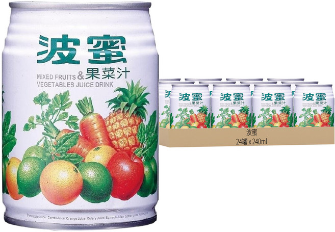 波蜜 果菜汁 易開罐, 240ml, 24罐