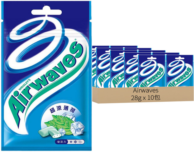 Airwaves 超涼無糖口香糖 超涼薄荷口味, 28g, 10包