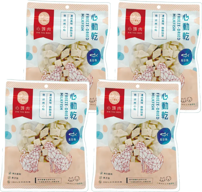 心頭肉 心動乾 虱目魚 凍乾零食 無防腐劑 無添加 100%天然原肉, 30g, 4包