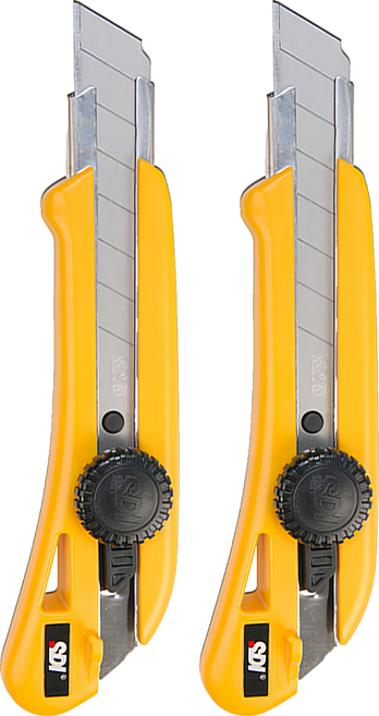 SDI 手牌 新銳強力鎖大美工刀 日本特殊鋼SK2 + Cr刀片, 黃色, 2支