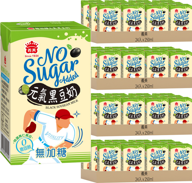 義美 無糖元氣黑豆奶, 250ml, 96入