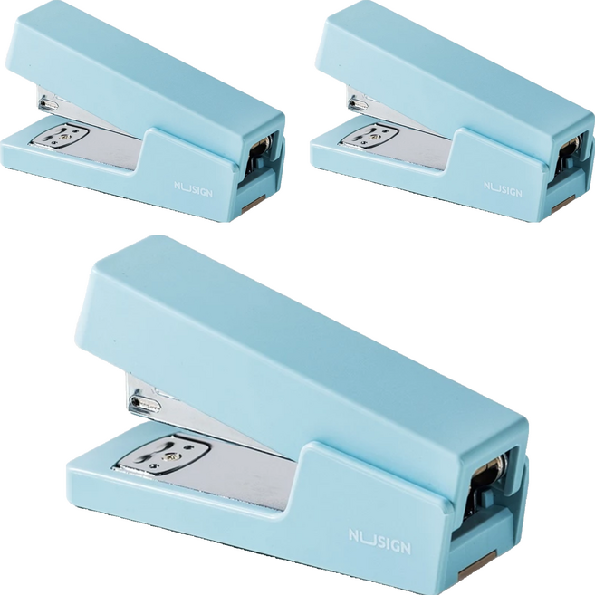 deLi 得力 NU SIGN幾何簡約釘書機 3號 + 24/6適用 ENS084, 3個, 淡藍