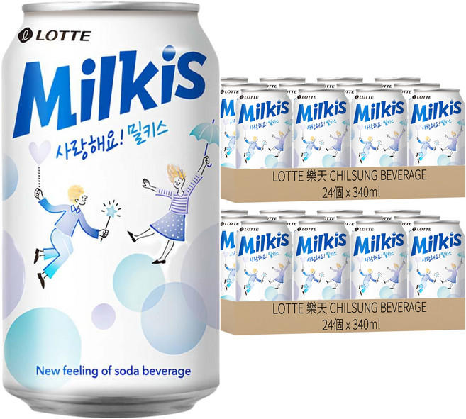 LOTTE 樂天 Milkis CHILSUNG BEVERAGE 優格風味碳酸飲, 340ml, 48罐