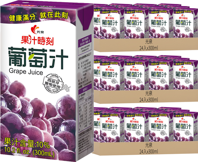 光泉 果汁時刻葡萄汁, 300ml, 72入