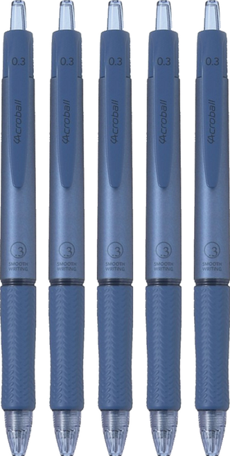 PILOT 百樂 Acroball T系列 輕油筆 時尚霧面光澤 0.3mm 經典輪胎紋筆握, 海軍藍, 5支