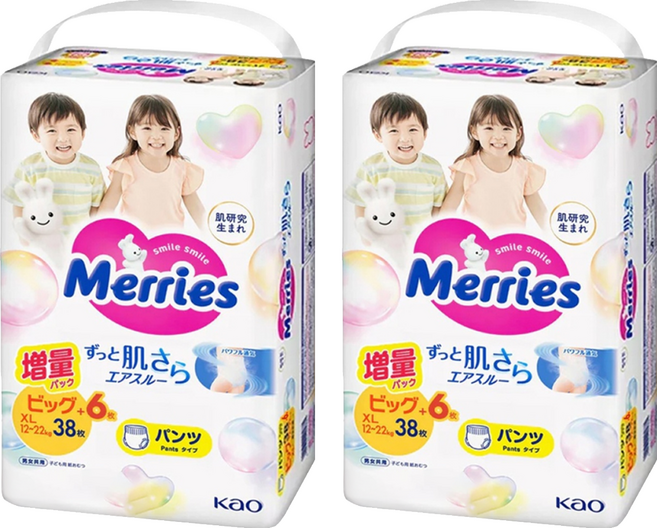 Merries 妙而舒 日本境內版 金緻柔點透氣褲型尿布 12~22kg, XL, 88片