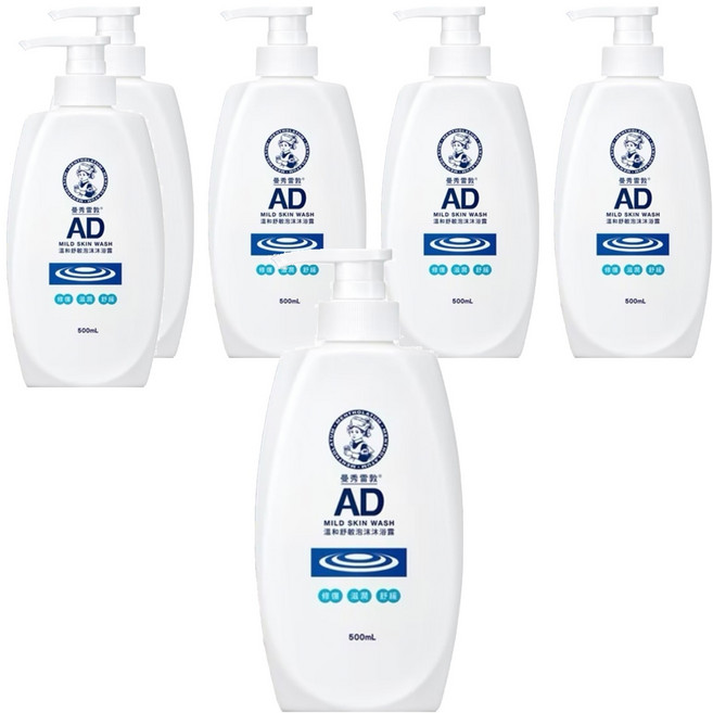 MENTHOLATUM 曼秀雷敦 AD溫和舒敏泡沫沐浴露, 500ml, 6瓶