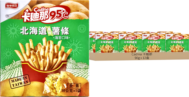 Cadina 卡迪那 95度c鮮脆薯條 海苔口味 5包, 80g, 12盒