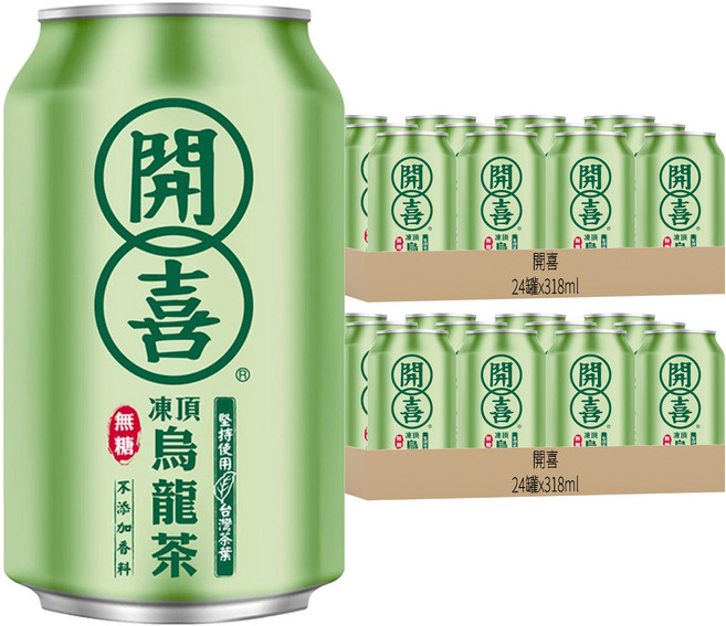 開喜 凍頂烏龍茶 無糖, 318ml, 48罐