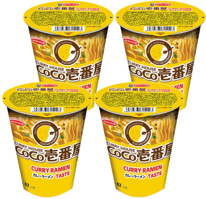 AceCOOK CoCo壱番屋咖哩杯麵 62g, 4入