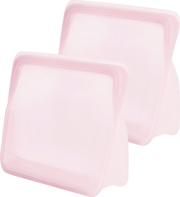 stasher 站立式矽膠密封袋 粉紅色, 21.5 x 17.5 x 9cm, 2個, 1入