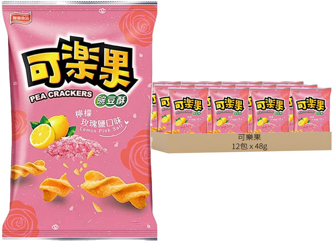 可樂果 豌豆酥 檸檬玫瑰鹽口味, 48g, 12包