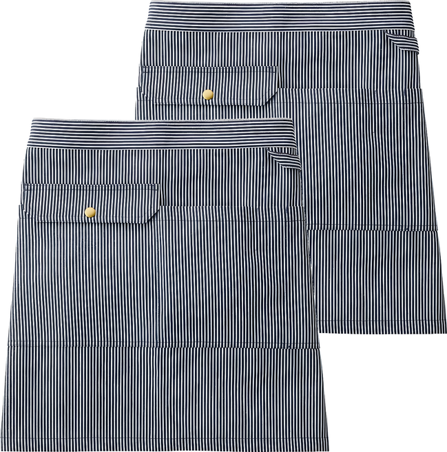 BRUnO BHK277-HKNV 半身帶釦口袋圍裙 680 x 460mm 230g, 深藍條紋, 2件