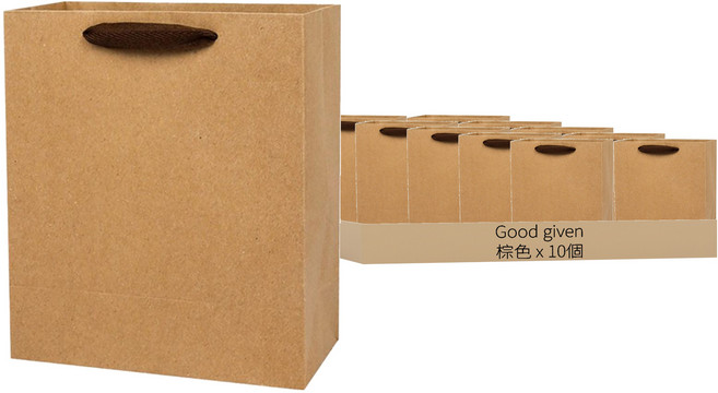 Good given 牛皮紙袋 3號 200 x 10 x 230mm, 棕色, 10個