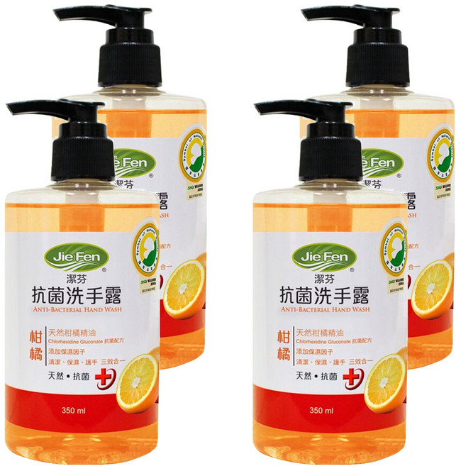 Jie Fen 潔芬生活 抗菌洗手露 柑橘, 350ml, 4瓶