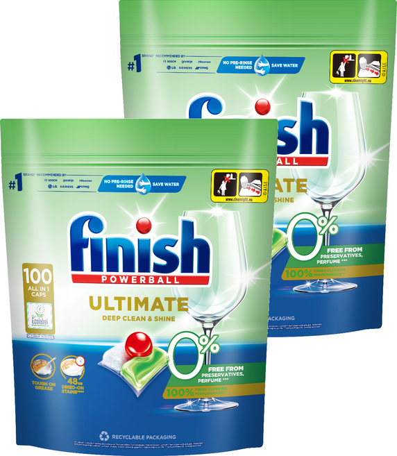 finish 零添加洗碗凝珠 洗碗機專用 100顆, 1.27kg, 2袋