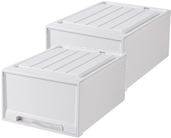 小麥購物 加厚抽屜式整理箱, 純白, 2個