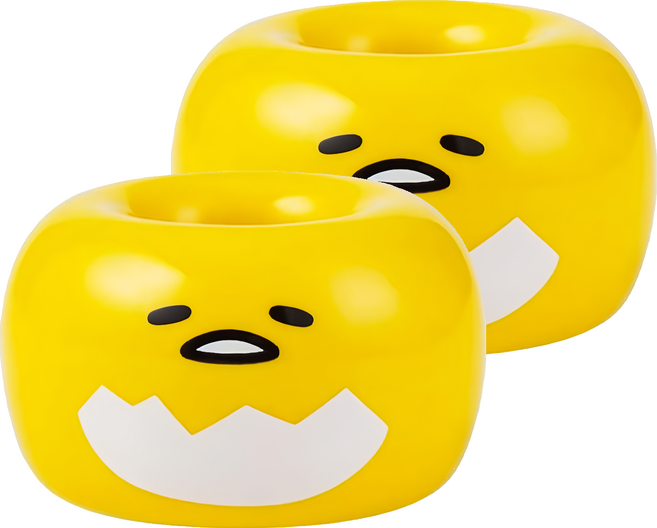 gudetama 蛋黃哥 多功能置物架 外徑45mm + 內徑20mm + 高度30mm, 蛋黃哥 黃色, 2個
