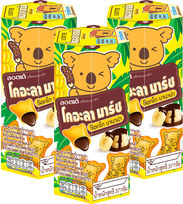 LOTTE 樂天 小熊餅 香蕉口味, 37g, 3盒