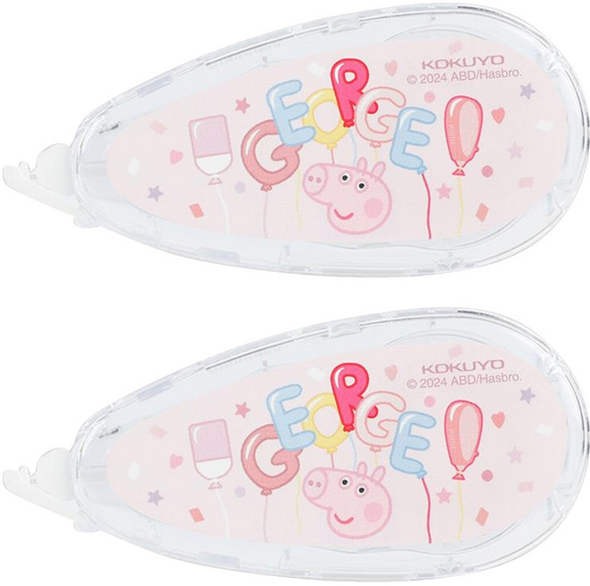 KOKUYO 國譽 佩佩豬 × KOKUYO聯名 可替換式修正帶 5mm x 8m, 象牙白/粉色, 2個