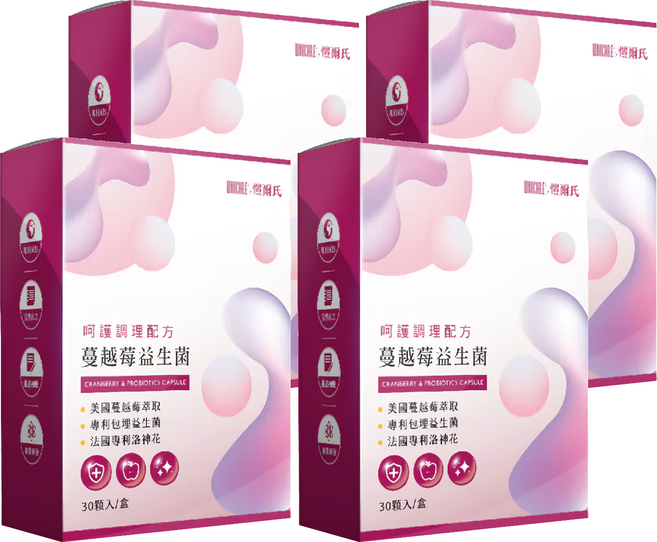 WHOCARES 愷爾氏 蔓越莓益生菌膠囊 550mg, 4盒, 30顆