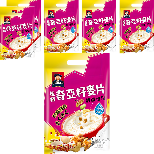 QUAKER 桂格 奇亞籽麥片 穀香堅果 10包, 290g, 6袋