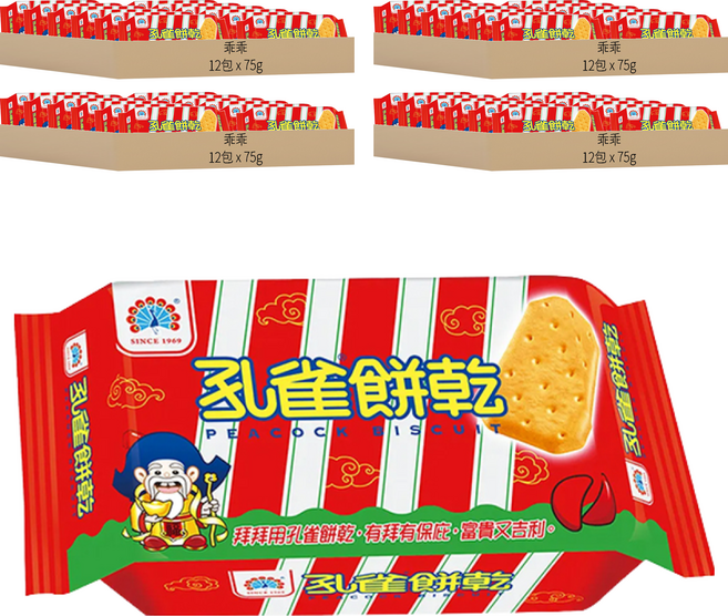 乖乖 孔雀餅乾, 75g, 48包