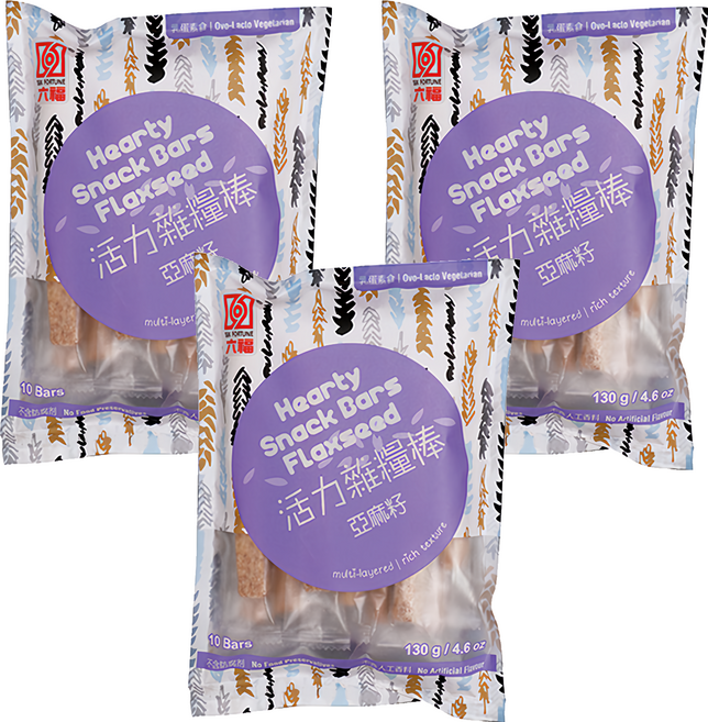 六福 活力雜糧棒 亞麻籽, 130g, 3袋