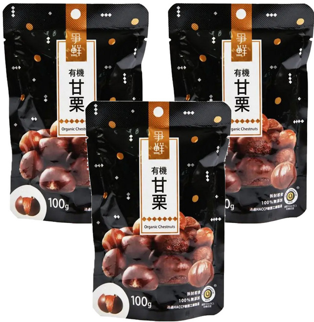 爭鮮 嚴選甘栗仁 純素, 100g, 3包