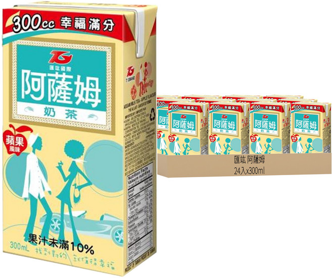 匯竑 阿薩姆 奶茶 青蘋風味, 300ml, 24入