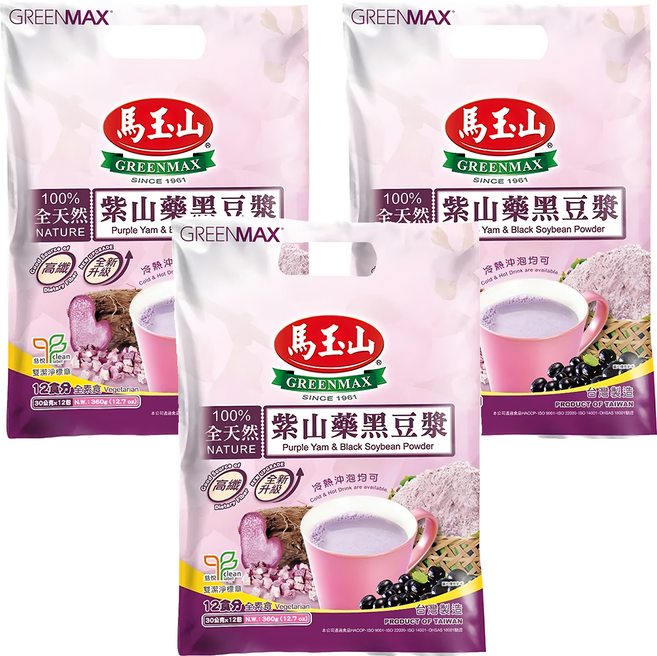 馬玉山 紫山藥黑豆漿, 360g, 3袋
