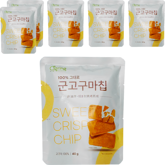 Ogring 無添加香烤地瓜脆片 原味, 40g, 6個