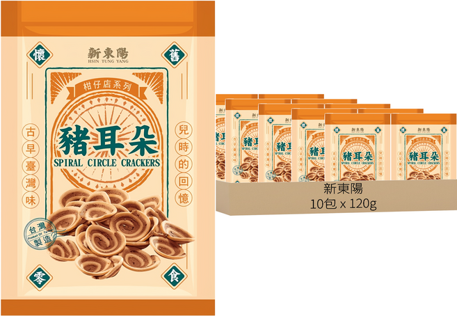 新東陽 豬耳朵餅乾, 120g, 10包