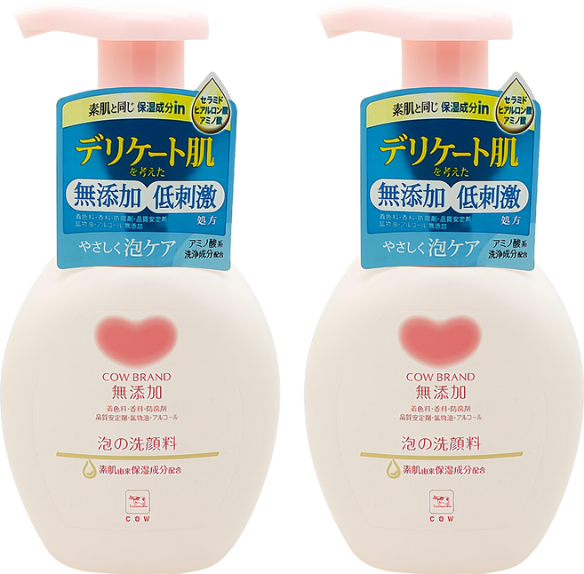 COW STYLE 牛乳石鹼 無添加溫和滋潤泡沫洗面乳, 160ml, 2瓶