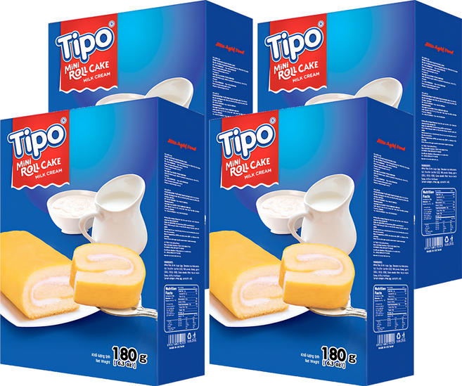 Tipo 瑞士捲 牛奶口味, 180g, 4盒
