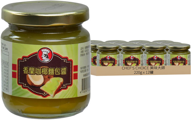 CHEF'S CHOICE 美味大師 香蘭咖椰麵包醬, 220g, 12罐