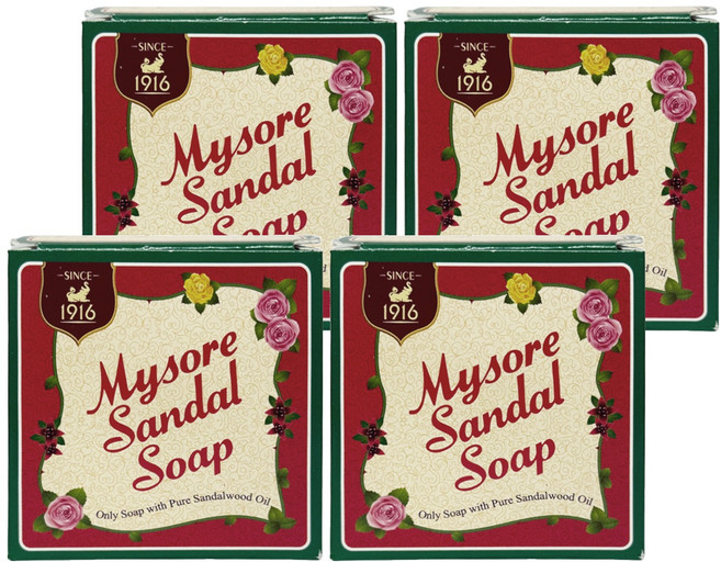 Mysore Sandal 保濕護膚皂 檀香, 150g, 4入
