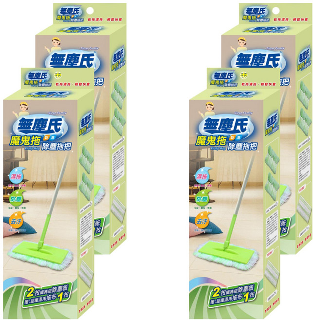 無塵氏 魔鬼拖 乾濕除塵拖把, 4盒