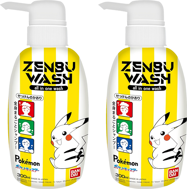 BANDAI 兒童三合一髮顏沐浴乳 皮卡丘, 2瓶, 300ml